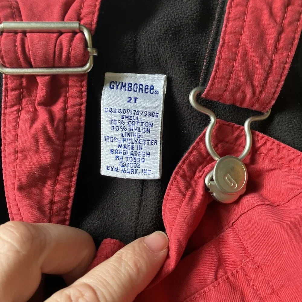 VINTAGE GYMBOREE OVERALLS TODDLER BOY GIRL SIZE 2T RED FLEECE LINED‎ OVERALLS